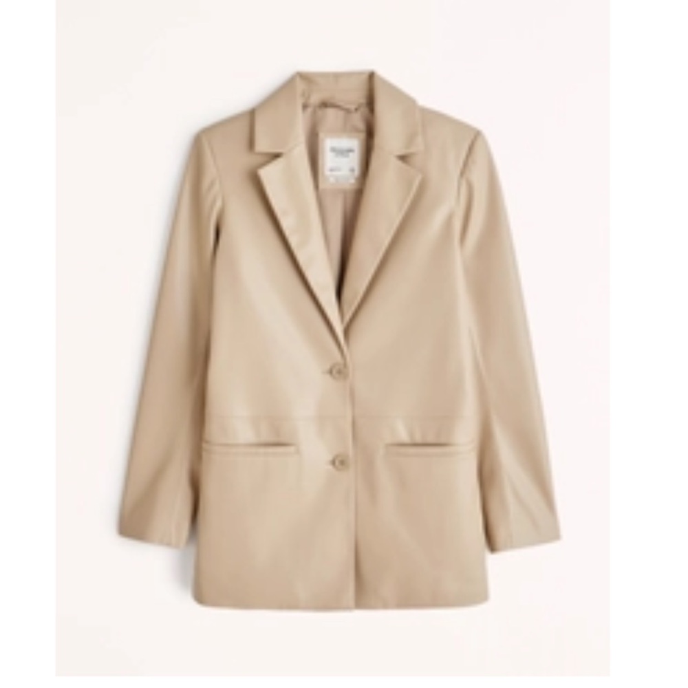 Abercrombie & Fitch Women's Tan Vegan Leather Blazer